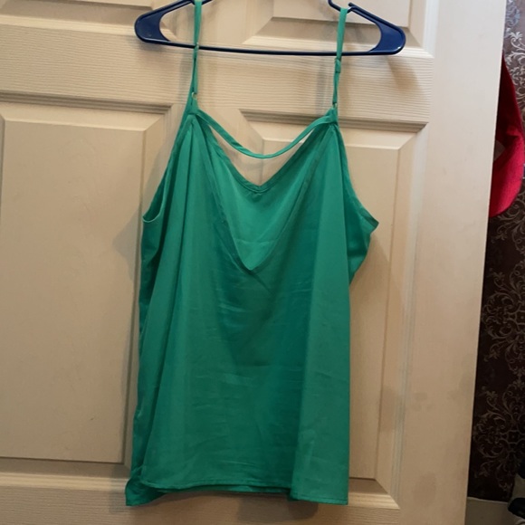 EUC (Never Worn) Green Vneck Tank with Deep V-back with bar, Sz 2x - Picture 3 of 6